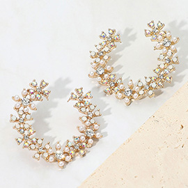 Flower Stone Cluster Wretch Earrings