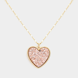 Druzy Heart Pendant Necklace