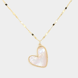 Mother Of Pear Heart Pendant Necklace