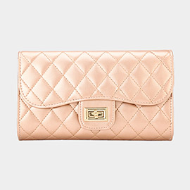 Quilted Flap Evening Clutch Bag / Crossbody Bag