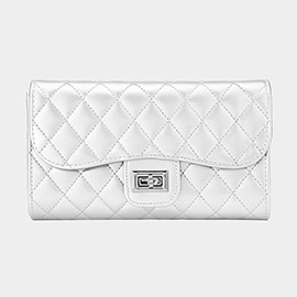 Quilted Flap Evening Clutch Bag / Crossbody Bag
