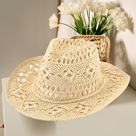Open Weave Panama Cowboy Straw Hat