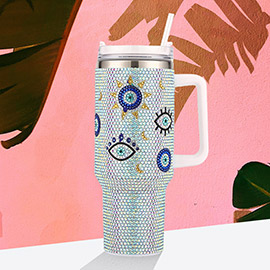 Bling Evil Eye Studded 40oz Stainless Steel Tumbler With Handle
