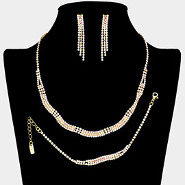 Rhinestone Paved Necklace Jewelry Set
