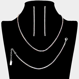 Rhinestone Paved Chain Necklace Jewelry Set