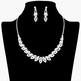 Marquise Stone Pointed Rhinestone Paved Necklace