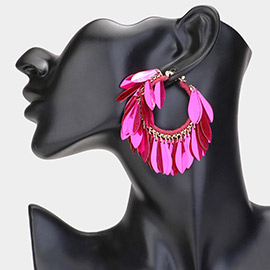 Sequin Fringe Hoop Pin Catch Earrings