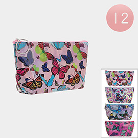 12PCS - Metallic Butterfly Printed Pouch Bag