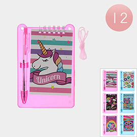 12PCS - Unicorn Printed Notebooks with Pens