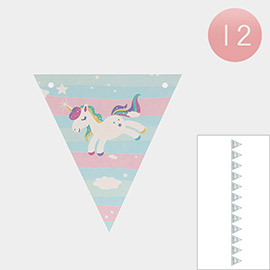 12PCS - Unicorn Party Banners
