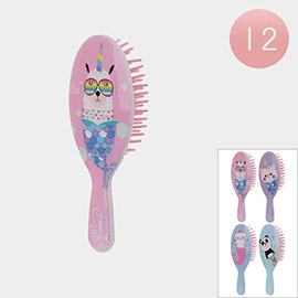 12PCS - Animal Printed Kids Hair Brushes