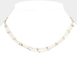 Bead Strand Triple Layered Necklace