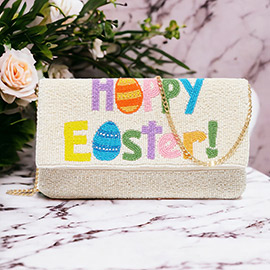 HAPPY EASTER Message Seed Beaded Clutch / Crossbody Bag