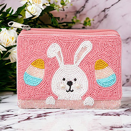 Easter Bunny Seed Beaded Mini Pouch Bag