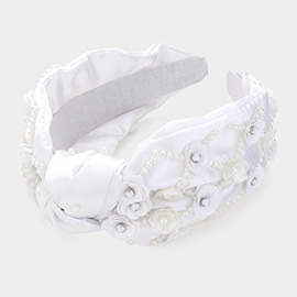 Flower Sequin Embellished Knot Headband