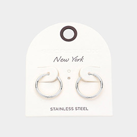 SECRET BOX_Stainless Steel Huggie  Hoop Earrings