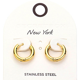 SECRET BOX_Stainless Steel Huggie Hoop Earrings