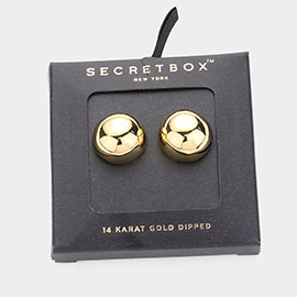 SECRET BOX_14K Gold Dipped Metal Ball Stud Earrings