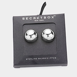 SECRET BOX_Sterling Silver Dipped Metal Ball Stud Earrings