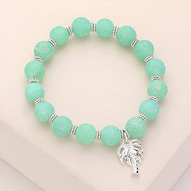 Palm Tree Charm Beaded Stretch Bracelet