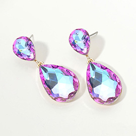 Glass Crystal Teardrop Evening Earrings