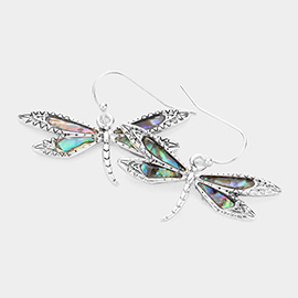 Abalone Dragonfly Dangle Earrings