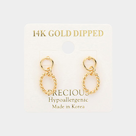 14K Gold Dipped Hypoallergenic Textured Metal Earrings