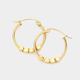 Stainless Steel Bean Decorative Hoop Pin Catch Earrings