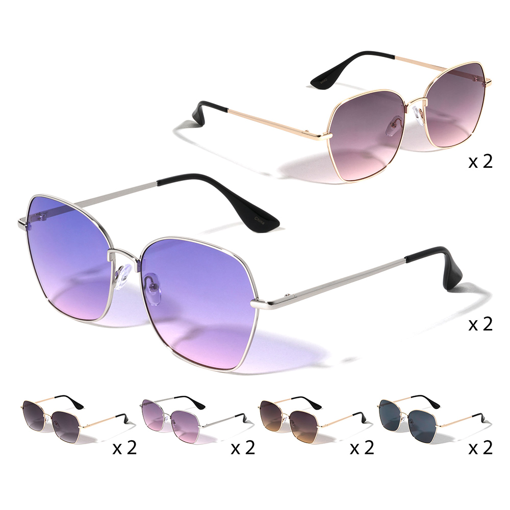 12PCS Square Tinted Lens Thin Frame Wayfarer Sunglasses