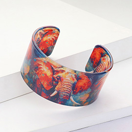 Elephant Printed Acrylic Cuff Bracelet