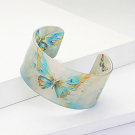 Butterfly Printed Acrylic Cuff Bracelet