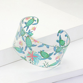 Sea Turtle Printed Acrylic Cuff Bracelet