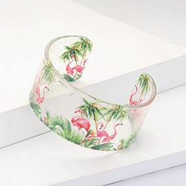 Flamingo Printed Acrylic Cuff Bracelet