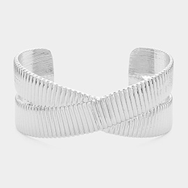Textured Metal Crisscross Cuff Bracelet