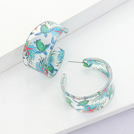 Sea Turtle Printed Acrylic Hoop Earrings
