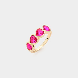 Heart Stone Cluster Ring