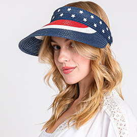 American Flag Roll Up Visor With Adjustable Elastic Band