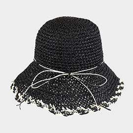 Edge Detailed Straw Bucket Hat