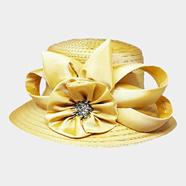 Flower Ribbon Accented Dressy Hat