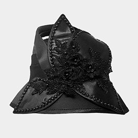 Flower Applique Pointed Dressy Hat