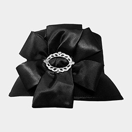 Stone Pointed Flower Ribbon Accented Dressy Hat
