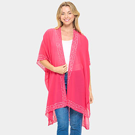 Bling Studded Geometric Pattern Pointed Kimono Poncho