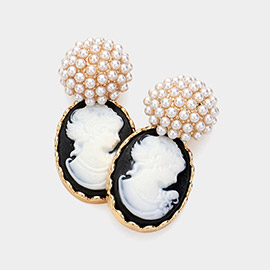 Pearl Cameo Dangle Earrings