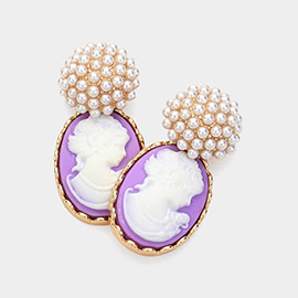 Pearl Cameo Dangle Earrings