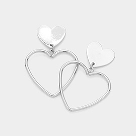 Metal Open Heart Dangle Earrings