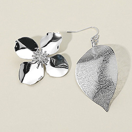 Metal Flower and Leaf Earrings