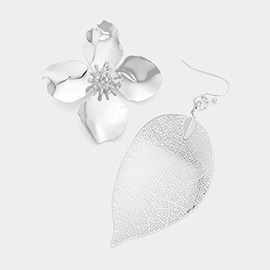Metal Flower and Leaf Earrings