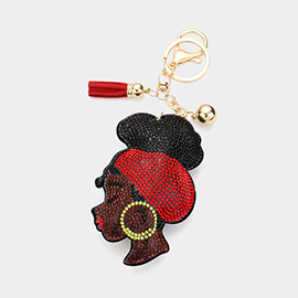 Bling Afro Woman Keychain