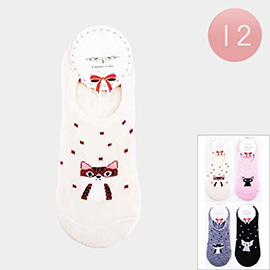 12PAIRS - Cat Printed Socks