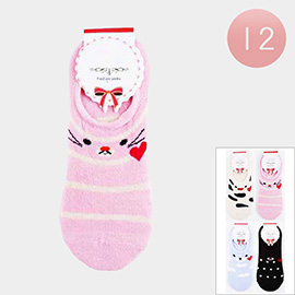 12PAIRS - Animal Face Printed Socks